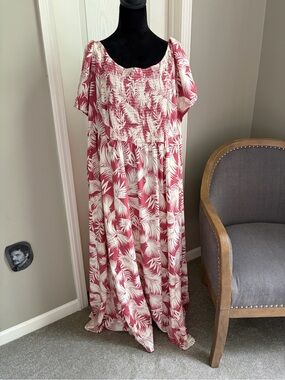 torrid Cream and Rose-Red Printed Dress